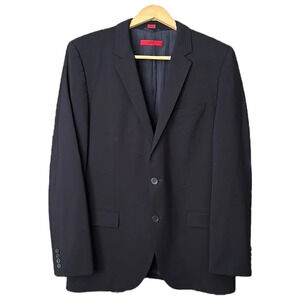 HUGO BOSS Aamon Hago Navy Blue Wool Career Blazer Sport Coat Red Label Size 42L
